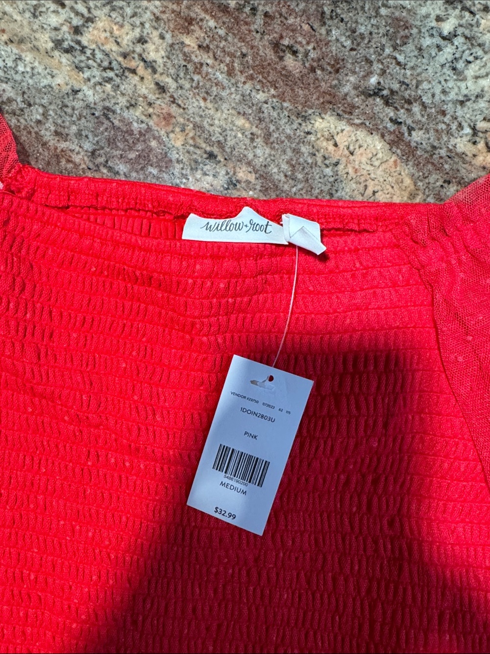 Willow & Root Pink Smocked Women’s Top